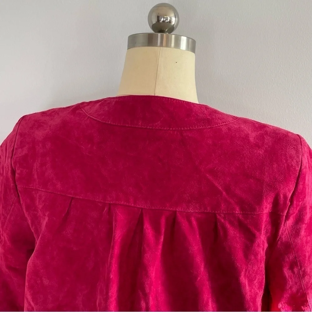 Yvonne le Marie Capelet Short Leather Jacket- Single Button- Pink- Size 12